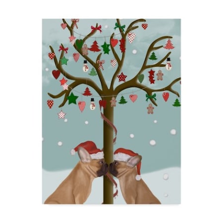 Fab Funky 'French Bulldogs And Christmas Tree' Canvas Art,35x47